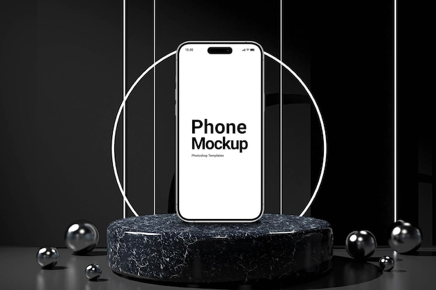 Einfaches Telefonmodell auf schwarzem Podium