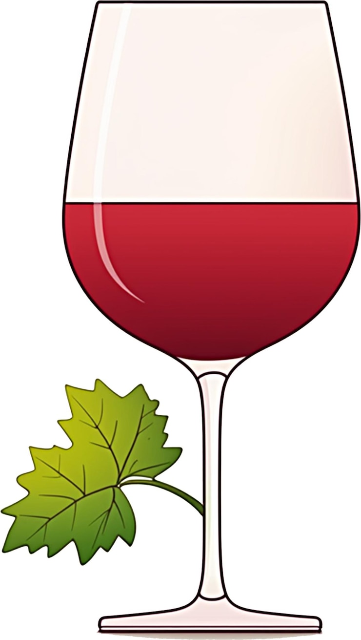 PSD einfaches weinglas mit rotwein, umrahmt von einem kreisförmigen weinrebenmotiv