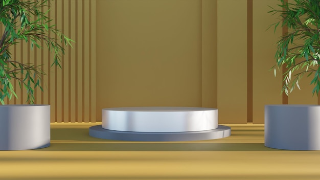 Einfaches weißes Podium auf goldenem Hintergrund 3D-Render