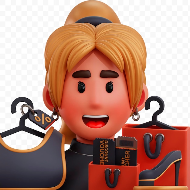 Einkaufsfrau 3d-symbol