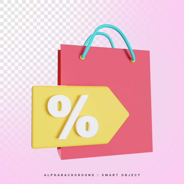 Einkaufsrabatt 3D-Symbol Illustration