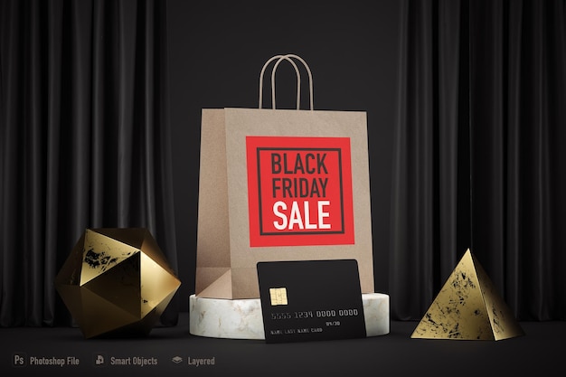 Einkaufstaschenmodell isoliert für black friday