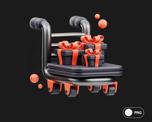 Einkaufswagen, 3D-Illustration