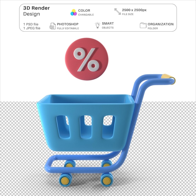 Einkaufswagen 3D-Modellierungs-PSD-Datei
