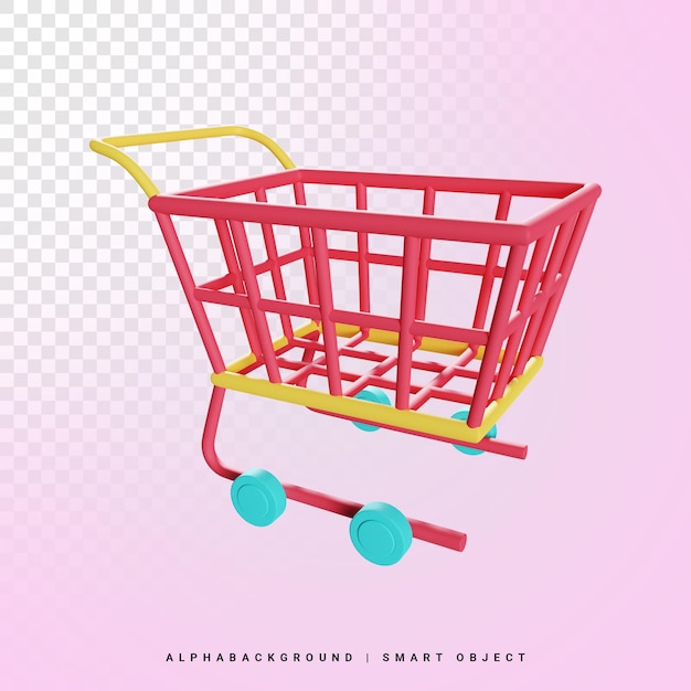 Einkaufswagen-Ikonen-Illustration in 3D