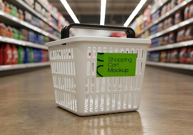 Einkaufswagen-Mockup in einem Lebensmittelgeschäft