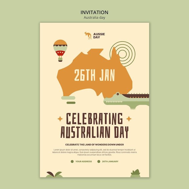 PSD einladungsvorlage für die feier des australientages