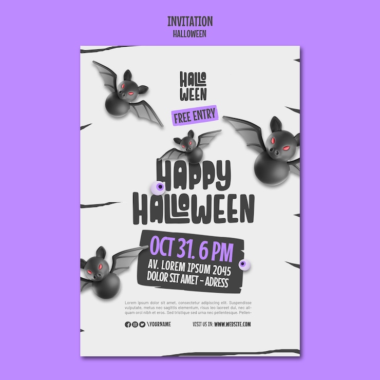 PSD einladungsvorlage für eine halloween-feier