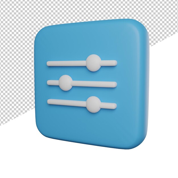 Einstellen der Seitenansicht 3D-Rendering Illustration Symbol transparenten Hintergrund