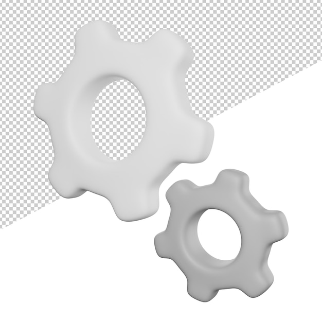 Einstellen der Zahnradreparatur Seitenansicht 3D-Rendering Symboldarstellung auf transparentem Hintergrund