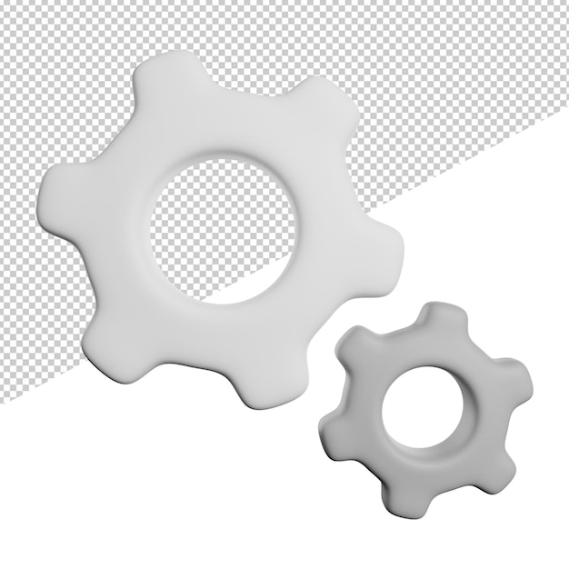 Einstellen der Zahnradreparatur Vorderansicht 3D-Rendering-Symboldarstellung auf transparentem Hintergrund