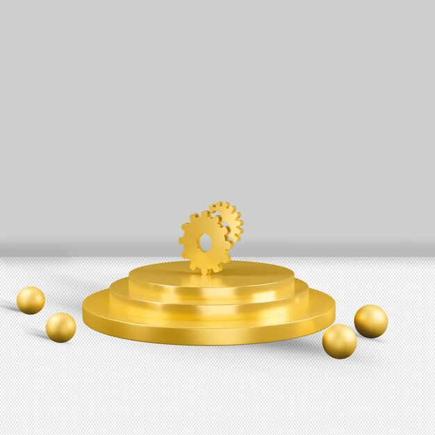 Einstellen des isolierten 3D-Renderings des goldenen Symbols