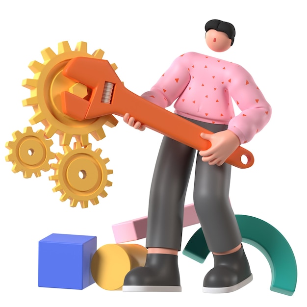Einstellung Konfiguration Projektentwicklung 3D-Illustration