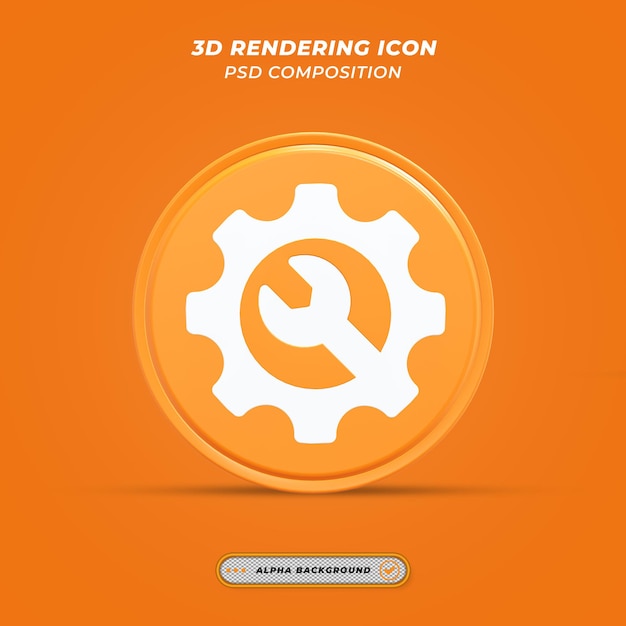 Einstellungssymbol in 3D-Rendering