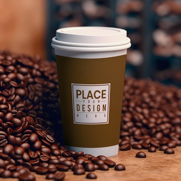 PSD einwegbecher oder takeaway-becher-mockup-design