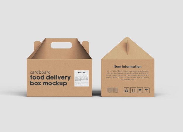 PSD einwegverpackung mockup brown food delivery box