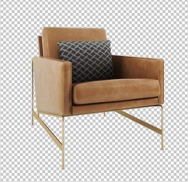 Einzelner brauner Sessel und Kissen Transparent