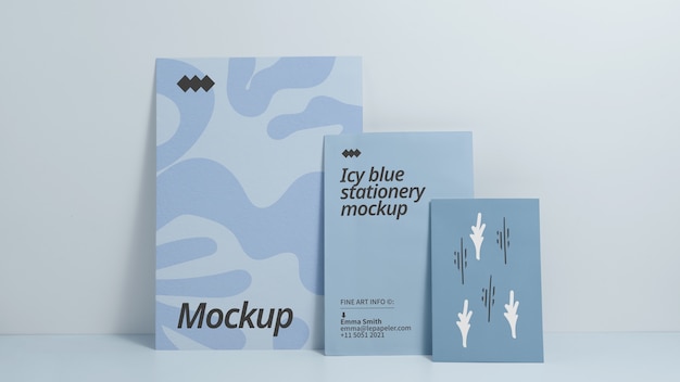 PSD eisblaues papier-briefpapier-mock-up-design