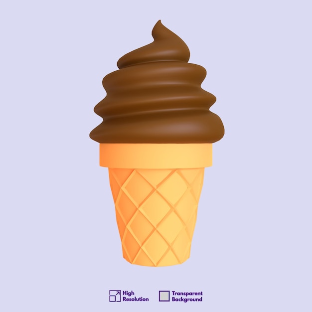 Eiscreme-3D-Modell mit transparentem Hintergrund
