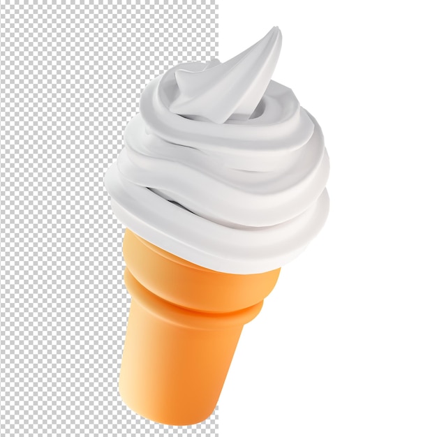 Eiscreme im Waffelbecher trendige Illustration auf weißem Hintergrund 3D-Rendering