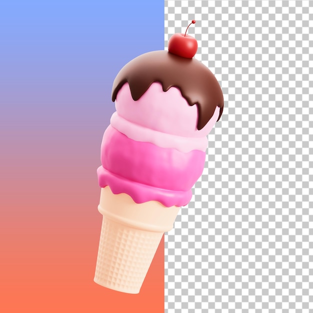 Eiscreme-Kegel in 3D-Illustration