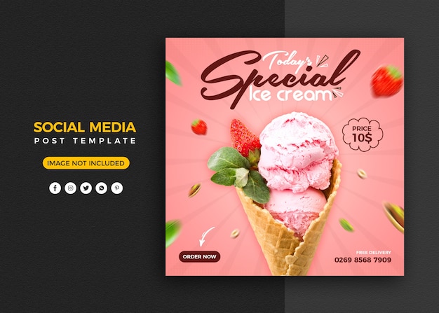 Eiscreme Social Media Promotion und Instagram Banner Post Design Vorlage