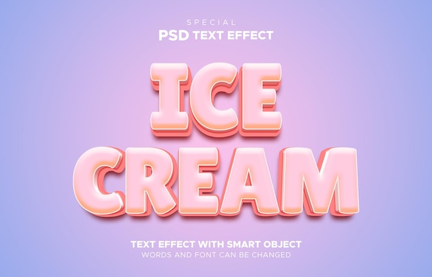 Eiscreme-Texteffekt bearbeitbares intelligentes Objekt