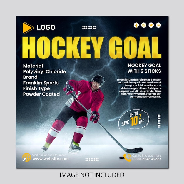 Eishockey-Weltmeisterschaft Horizontal-Banner Winter-Team-Spiel auf Schlittschuhen Social-Media-Post