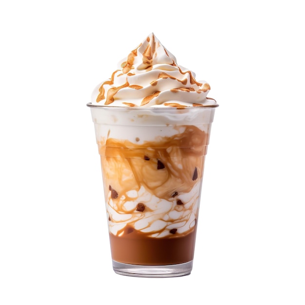 Eiskaffee-espresso im tassenglas isoliert auf weißem hintergrund