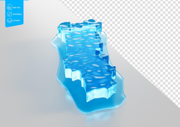 Eiskarte Portugals Globale Erwärmung Schmelzgletscher im tiefen Ozean Blaues Wasser 3D-Illustration
