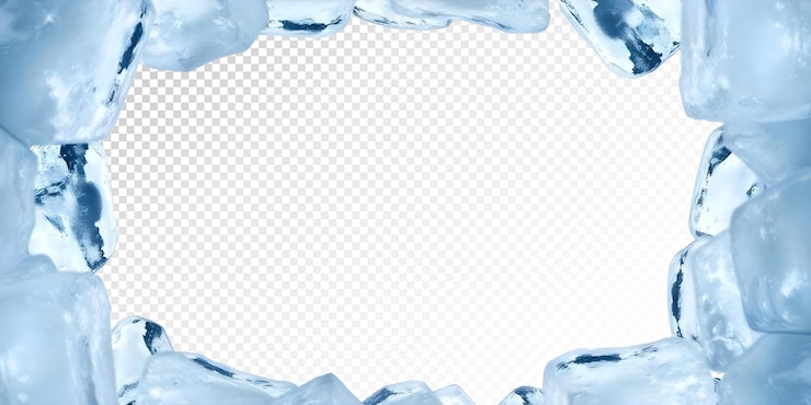 PSD eiskübchen realistisch gesetzt blaue sammlung von eis isoliert auf durchsichtigem hintergrund