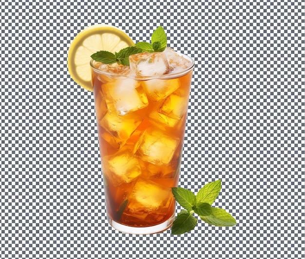 Eistee mit leckerem Kräuterinfus, isoliert auf durchsichtigem Hintergrund