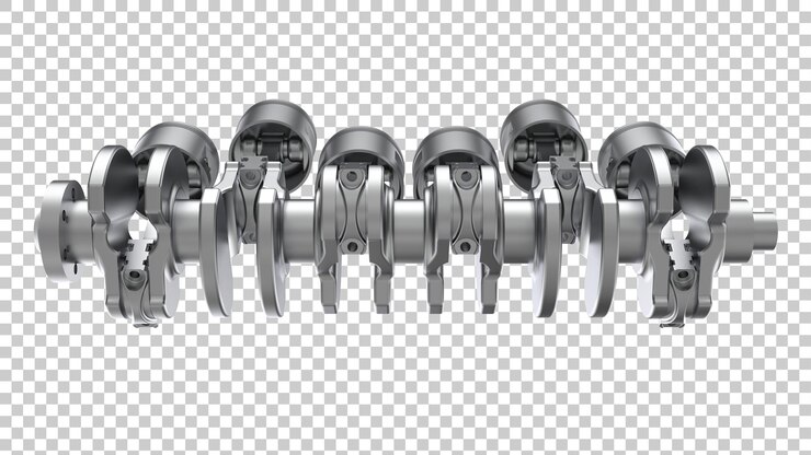 PSD eixo de manivela do motor na ilustração de renderização 3d de fundo transparente