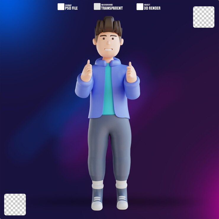 PSD ejemplo 3d de la persona que muestra los pulgares para arriba
