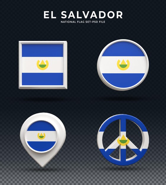 El Salvadorflag Bouton Dôme De Rendu 3d Et Sur Base Brillante