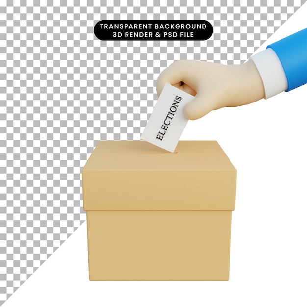 PSD elecciones de ilustración 3d con mano 3d