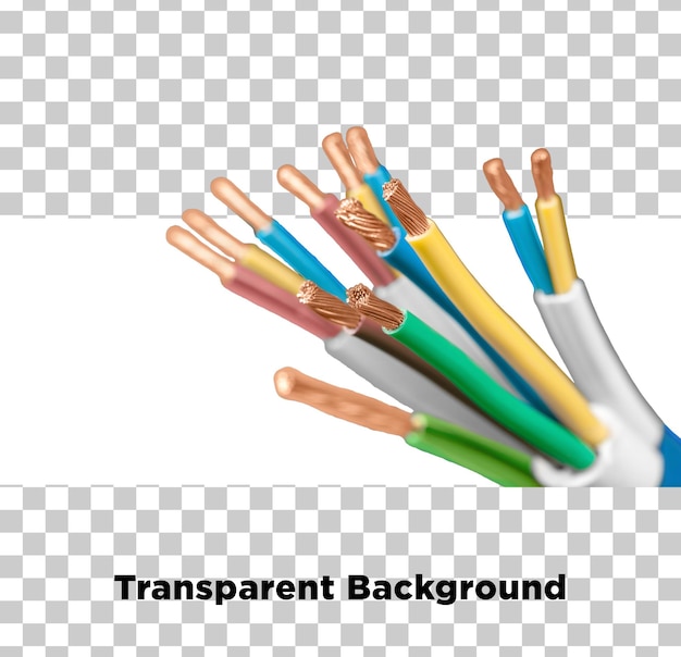 Electrical cable energy and technology equipment isolated on transparent background