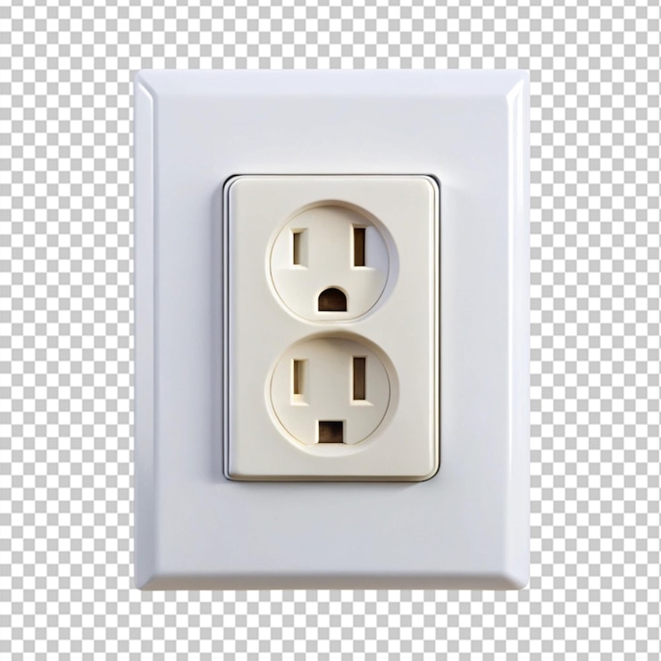 PSD electrical wall outlet on transparent background