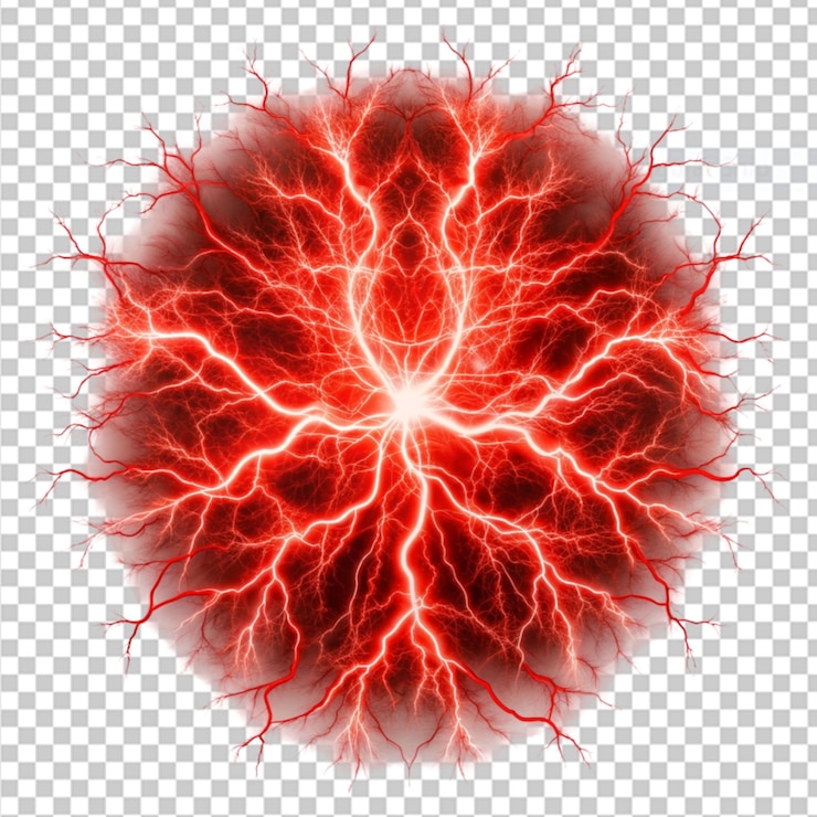 PSD electricidad roja en fondo transparente