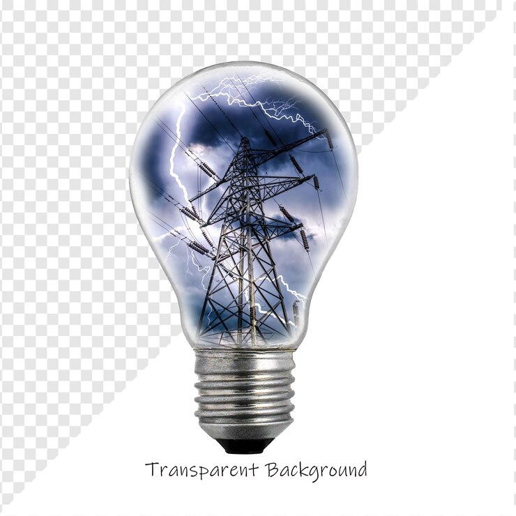 PSD electricity transmission tower inside a light bulb