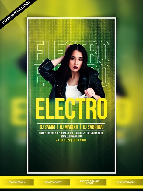 Electro-nachtclub-party-instagram-webbanner-vorlage