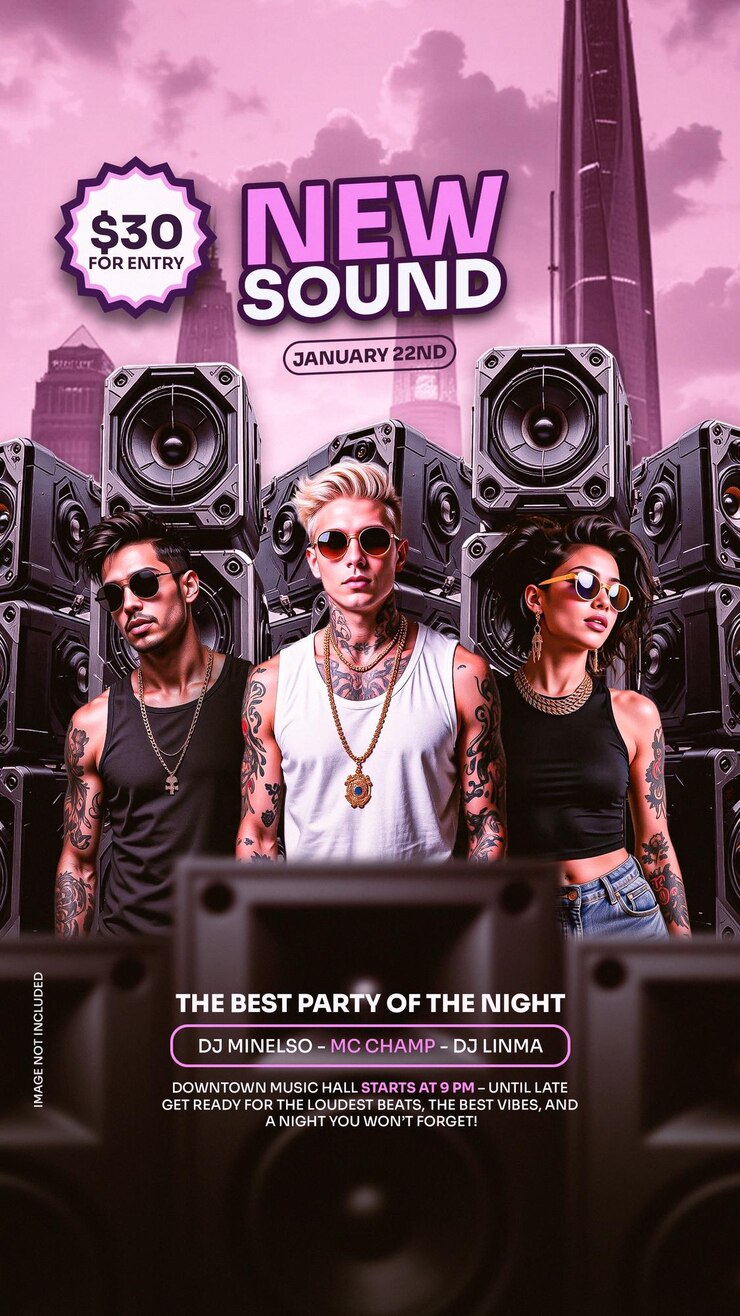 Electro Sound Party Flyer with Colorful Lighting