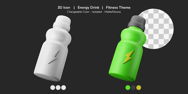 Électrolytes énergie Sport Boisson Bouteille 3d Icône Illustration Gym Fitness Thème