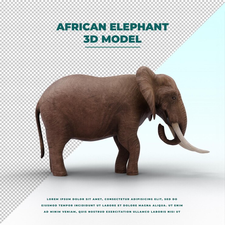 PSD elefante africano aislado