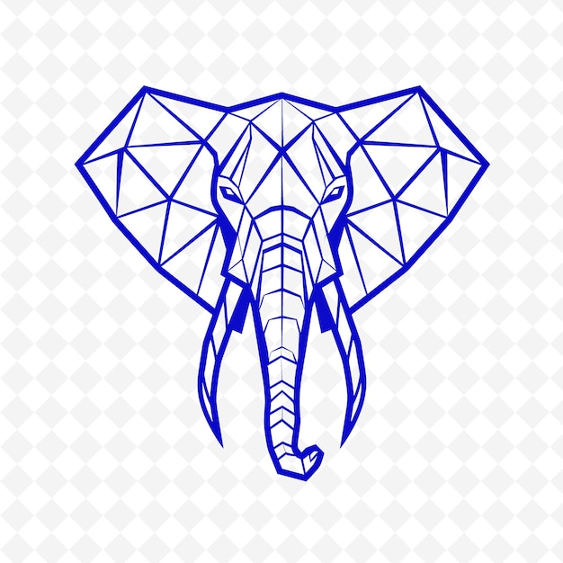 PSD un elefante azul con formas geométricas en su cabeza