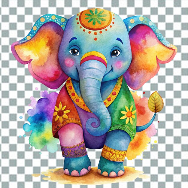 PSD elefante bonito com rosto pintado.