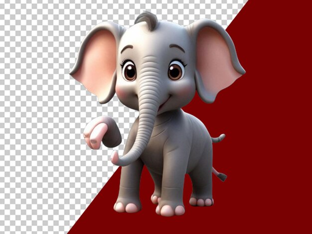 PSD elefante bonito dos desenhos animados 3d adorável e adorável