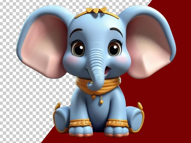 PSD elefante bonito dos desenhos animados 3d adorável e adorável