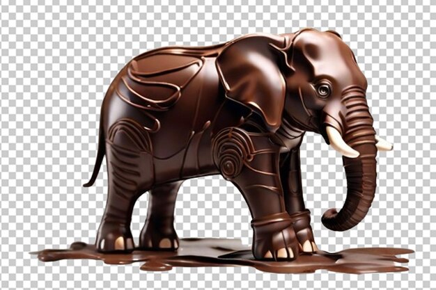 PSD elefante de chocolate dulce sobre fondo blanco