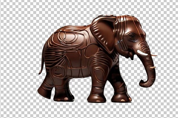 PSD elefante de chocolate dulce sobre fondo blanco